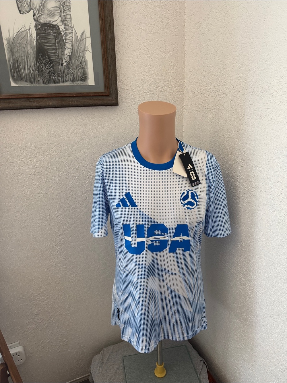 adidas White and Blue USA Soccer Jersey - Picture 7 of 7